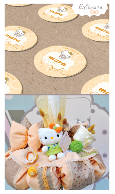 Lumanare de botez pentru fetite cu Hello Kitty, 65x4cm, Country Kitty  1